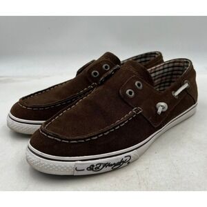 Ed Hardy Shoes Womems Sz 10 Nalo Brown Suede Boat Shoes Loafers Slip On